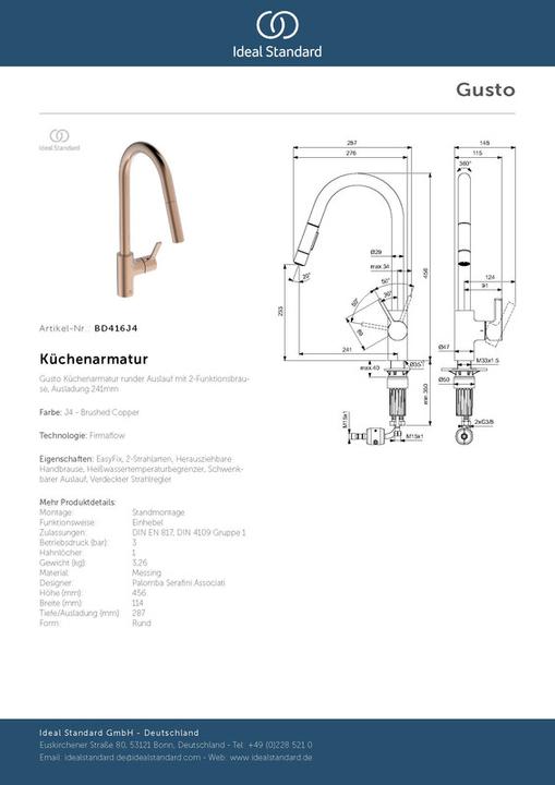 Actual product image Ideal Standard Gusto Ausld.241mm 2F showerhead