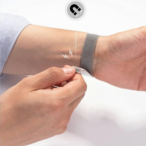 Actual product image pasek Mesh Apple Watch 42/44/45 mm srebrny/silver (Stainless steel)