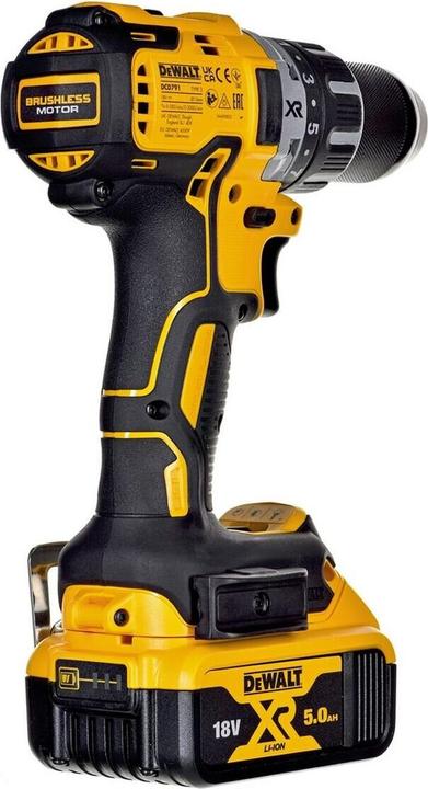 Actual product image DeWalt 18 Volt cordless drill / with 3 x 5Ah + angle drill attachment DT20502 (Rechargeable battery operated)