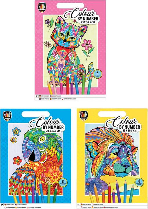 Grafix Peinture par numéros Animal avec 8 crayons de couleur