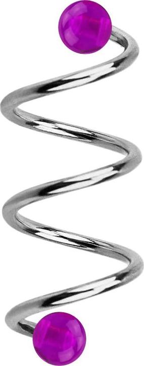 Produktbild Star Piercing Micro Spirale silber mit zwei Kugeln violett transparent (ohne Messing, Chirurgenstahl 316L)