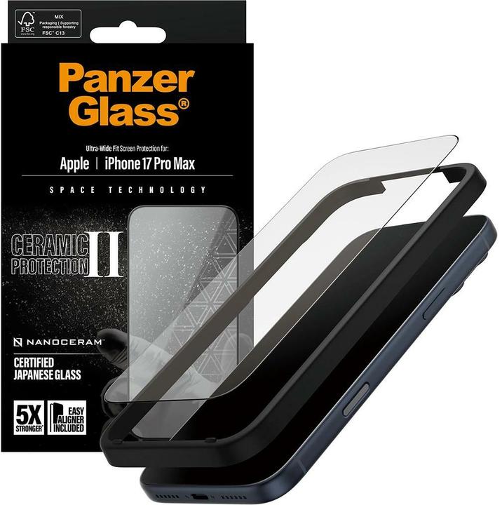 Produktbild PanzerGlass Ceramic II Displayschutz - Ultra Wide Fit (1 Stück, Apple iPhone 17 Pro Max)