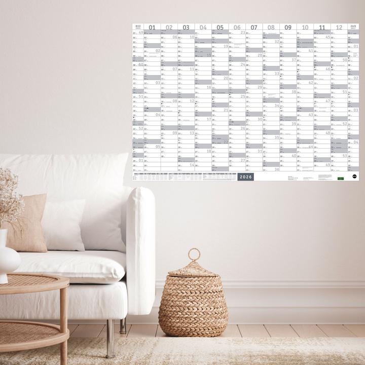 Produktbild Mega-Posterplaner, silber 2026 (68 x 98 cm, Kein Einband, Deutsch)