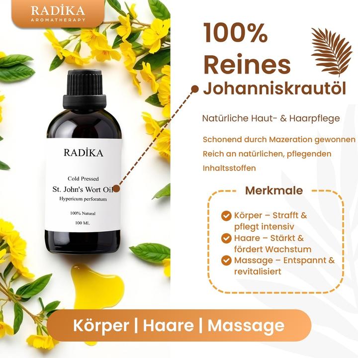 Produktbild Radika Johanniskrautöl, Johanniskrautöl, 100 % Rein, BIO, natürlich, 100 ml