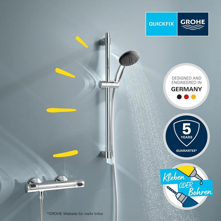 Produktbild Grohe Precision Flow QuickFix Thermostat-Duscharmatur und Vitalio Start 110 Brausestangenset, Länge 600mm