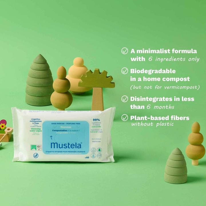 Actual product image Mustela Biodegradable Home Compostable Wipes