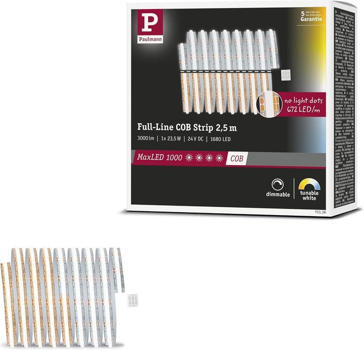 Image du produit Paulmann Bande COB MaxLED 1000 Full-Line (Blanc chaud, Blanc froid, Blanc neutre, 250 cm, Intérieur)