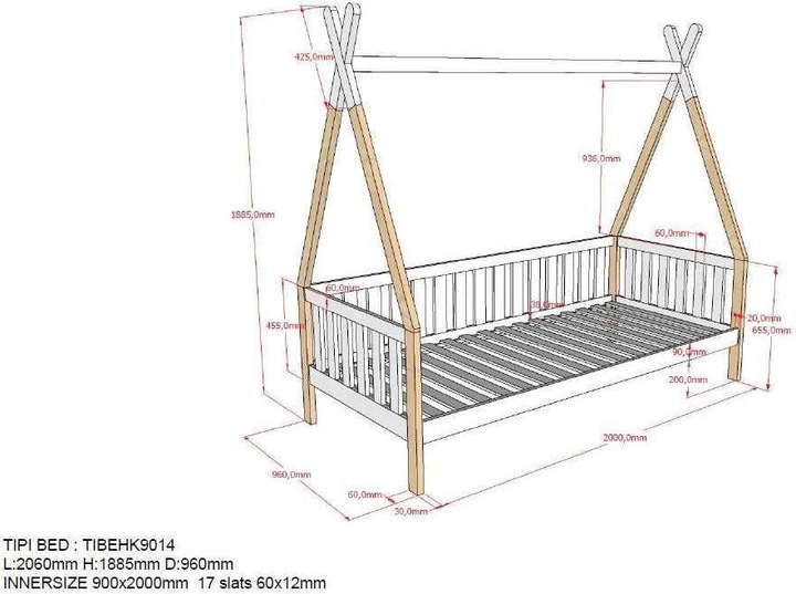 Produktbild Vipack Tipibett mit Ausziehkasten (90 x 200 cm)
