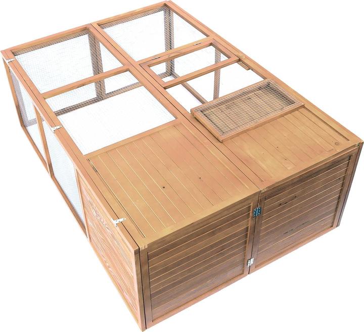 Actual product image Wiltec Small animal hutch foldable 153x110x55cm rabbit hutch fir wood wire mesh