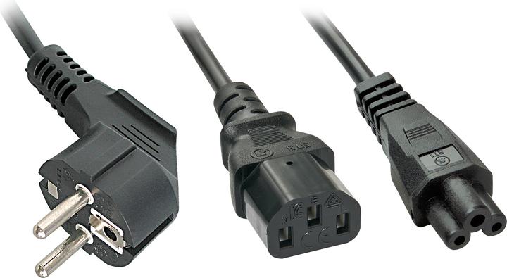 Lindy Cavo da 2m Schuko a 1x IEC C13 e 1x IEC C5 a Y (2 m)