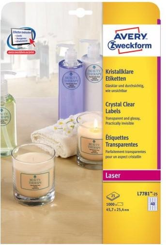 Actual product image Avery Transparent labels