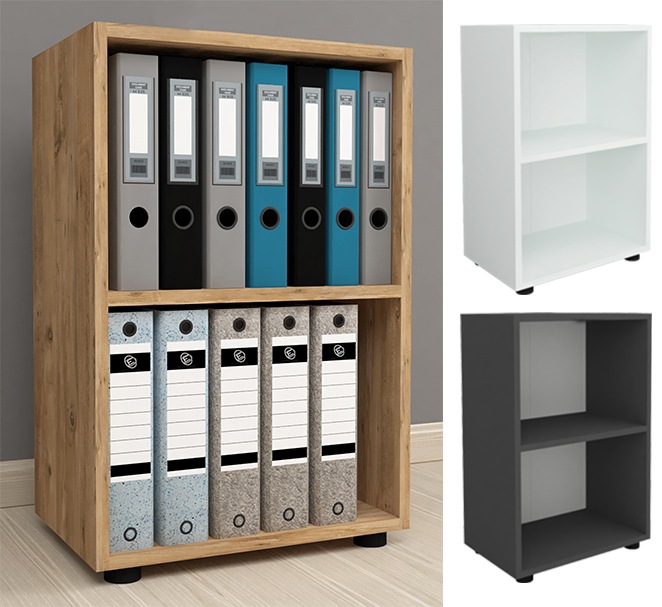 Produktbild VCM Holz Büro Stand Regal Bücher Ordner Aktenregal Ordnerregal Bücherregal Ulas 2f (49 x 32 x 74 cm)