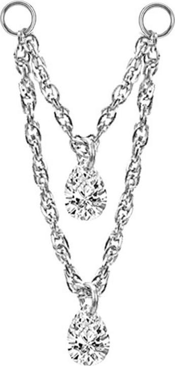 Produktbild Chaotic Trading Verbindungskette silber doppellt Kristalltropfen silber (ohne Messing, Chirurgenstahl 316L)
