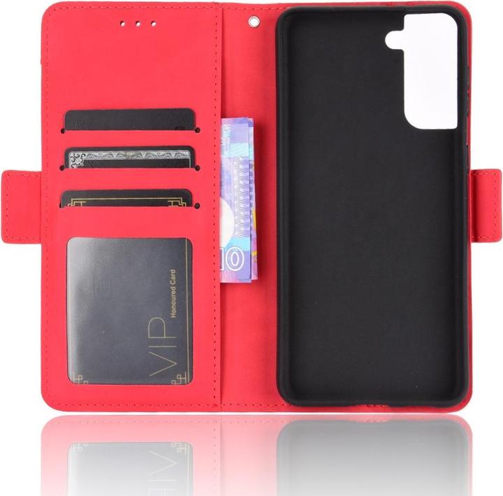 Produktbild Cover-Discount Galaxy S21 - Etui mit vielen Kartenfächer rot (Samsung Galaxy S21)