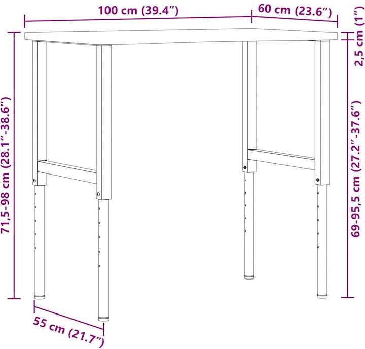 Actual product image vidaXL Werkbank (60 cm, 100 cm)