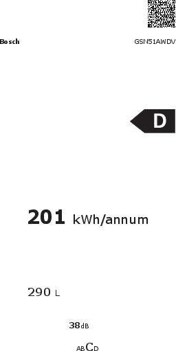 Energie-Label Bosch Hausgeräte GSN51AWDV (Freistehend, 290 l)