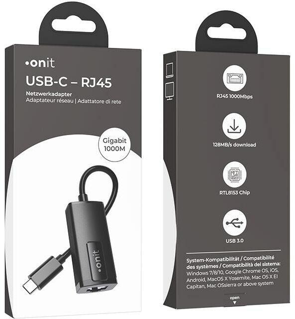 Produktbild Onit Netzwerk-Adapter USB-C – RJ45 Gigabit-LAN (USB-C, RJ45 (1x))