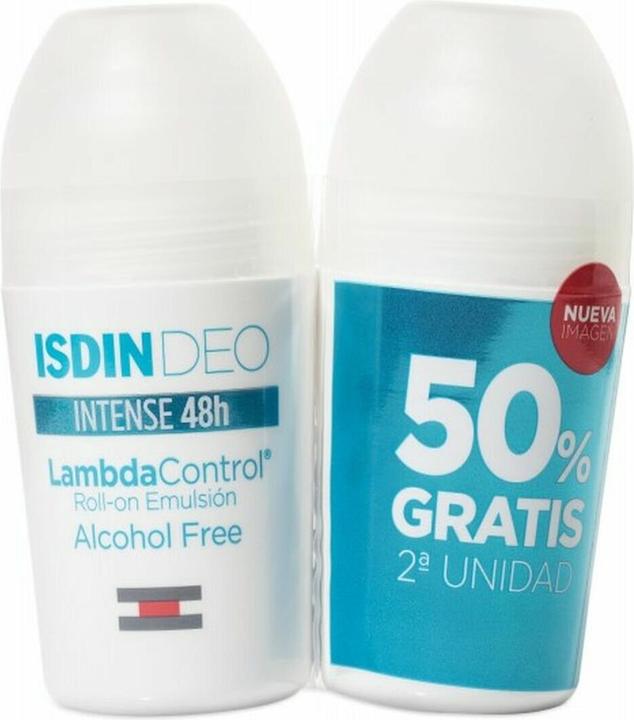 Actual product image Isdin Lambda Control Intense Deodorant for 48 Hours - Pack of 2 (Roll-on, 50 ml)