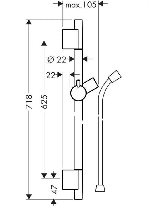 Actual product image hansgrohe Unica S Puro 650mm shower rail (brushed bronze)