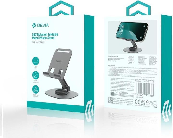 Image du produit Devia support pliable EL243 pour téléphone tablette rotatif 360 gris