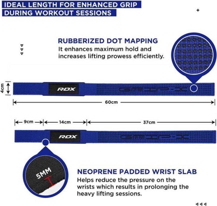 Image du produit Rdx Gym Cotton Gel Strap Blue Plus (Taille unique)