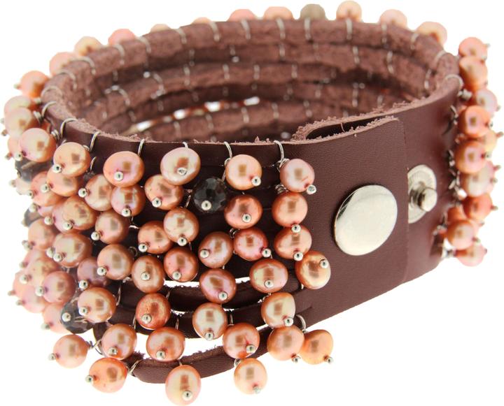 Immagine prodotto Leyda Lederarmband mit roséfarbenen Süsswasserperlen (Cuoio)