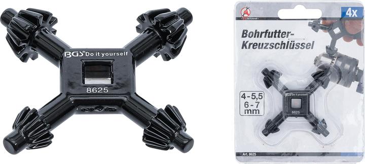 Image du produit BGS Clé en croix-de mandrin universelle Ø 4 / 5,5 / 6 / 7 mm
