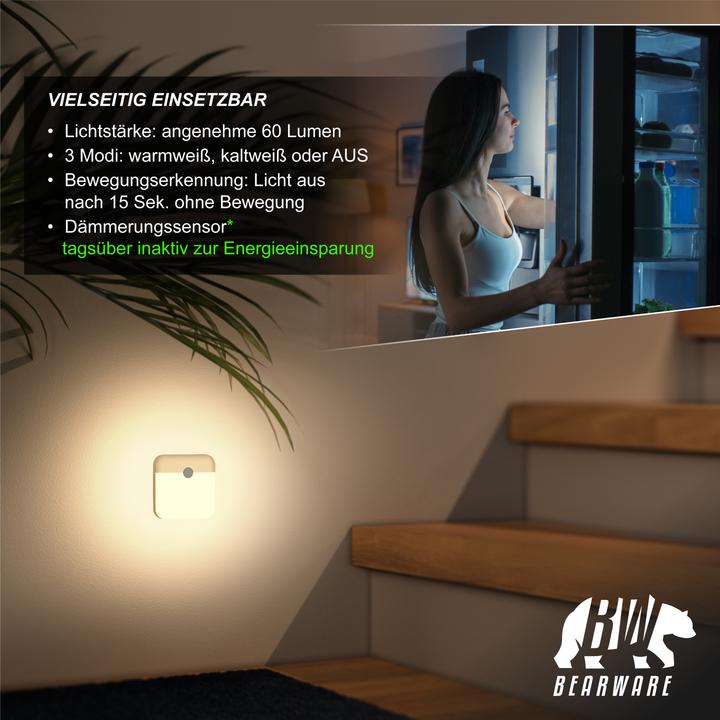Actual product image Brandson 3x LED night light, brightness & motion sensor