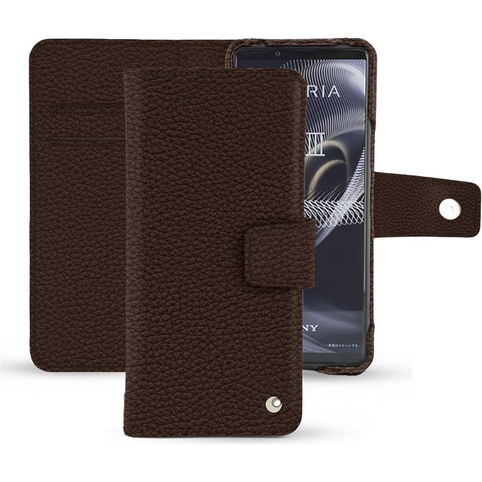 Noreve Lederschutzhülle Wallet (Sony Xperia 5 III), Smartphone Hülle, Braun