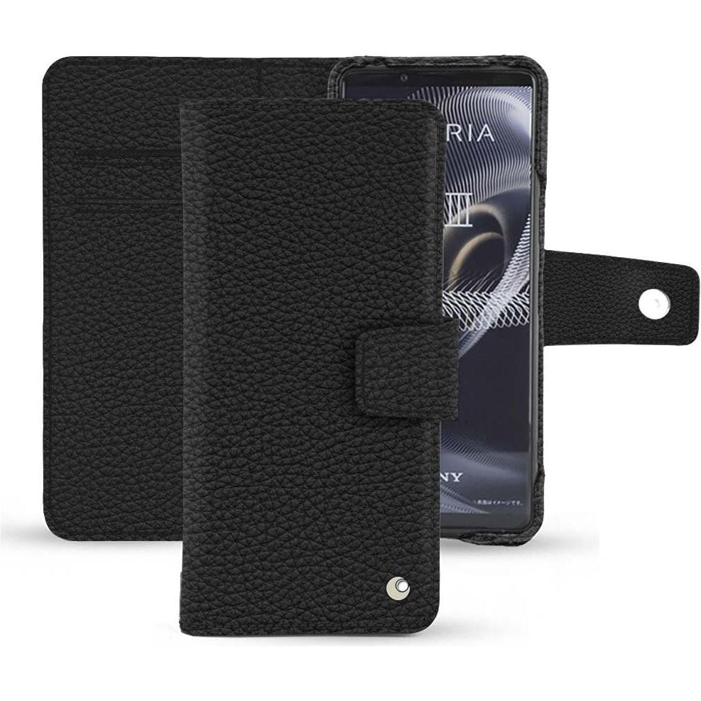 Noreve Lederschutzhülle Wallet (Sony Xperia 5 III), Smartphone Hülle, Schwarz