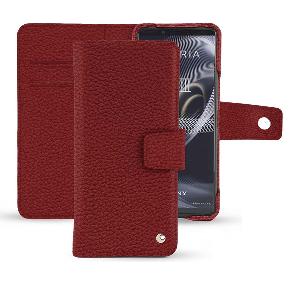 Noreve Lederschutzhülle Wallet (Sony Xperia 5 III), Smartphone Hülle, Rot
