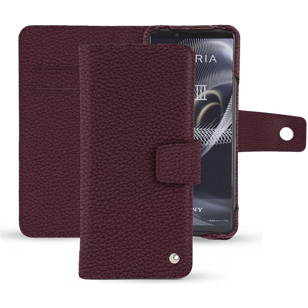 Noreve Lederschutzhülle Wallet (Sony Xperia 5 III), Smartphone Hülle, Violett