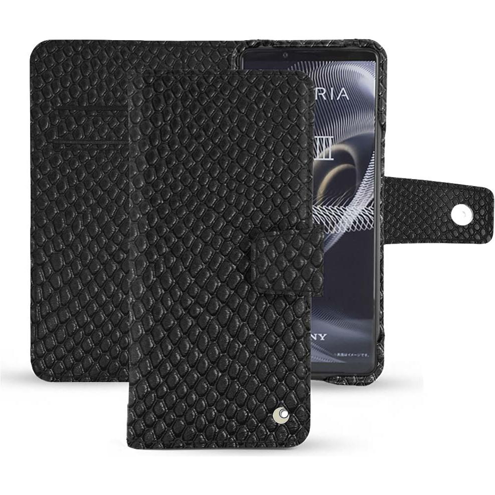 Noreve Lederschutzhülle Wallet (Sony Xperia 5 III), Smartphone Hülle, Schwarz