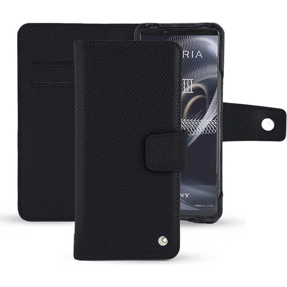 Noreve Lederschutzhülle Wallet (Sony Xperia 5 III), Smartphone Hülle, Schwarz