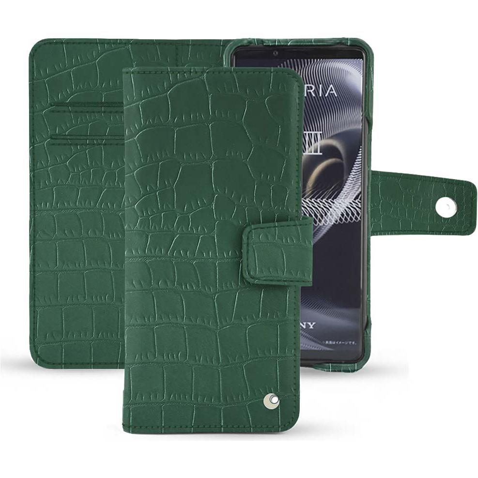 Noreve Lederschutzhülle Wallet (Sony Xperia 5 III), Smartphone Hülle, Grün