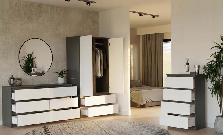 Produktbild Topeshop Schrank MALWA SS-90 anthrazit/weiss (90 x 50 x 180 cm)