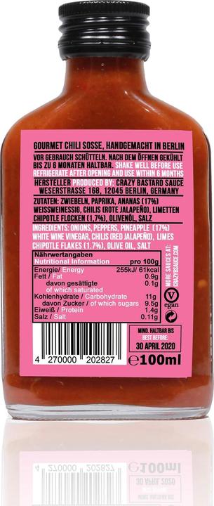 Actual product image Crazy Bastard Sauce Chipotle & Pineapple