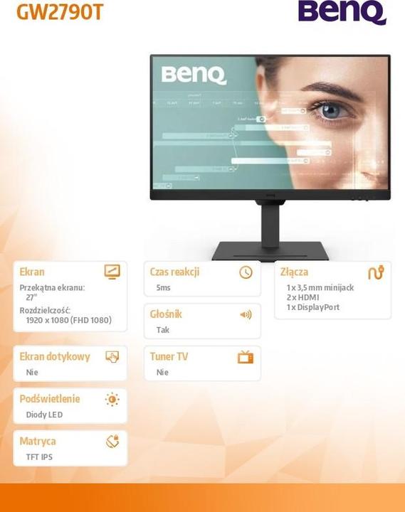 Produktbild BenQ 68,6cm GW2790T 16:9 HDMI/DP black speaker 100Hz F- (1920 x 1080 Pixel, 27")