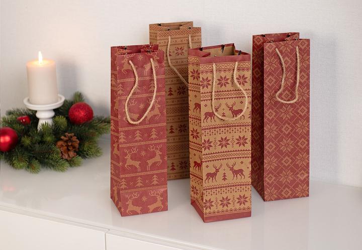 Actual product image Infactory Set of 12 Christmas kraft paper gift bags for wine bottles (12x)