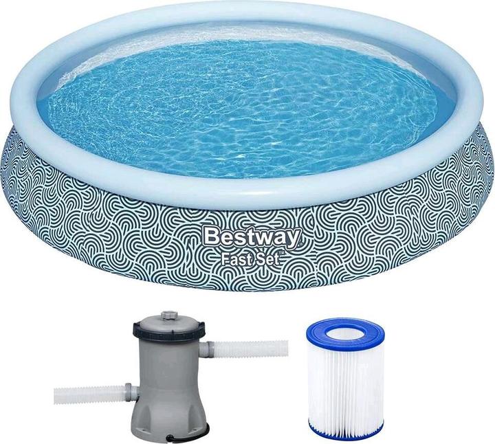 Actual product image Bestway Fast Set Aufblasbarer Pool und Filterpumpe 29 W (457 x 84 cm)