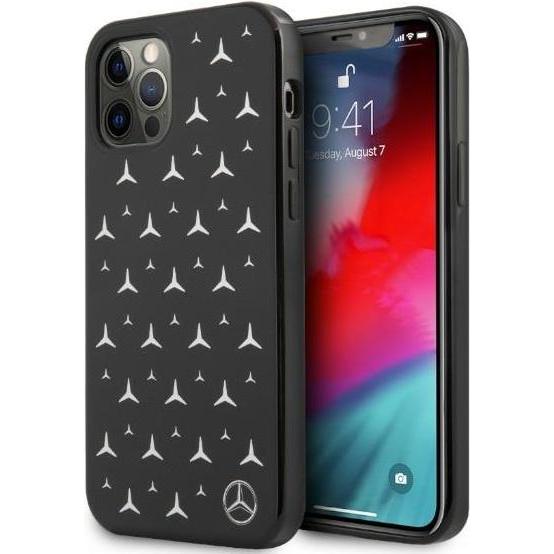 Mercedes MEHCP12MESPBK iPhone 12/12 Pro 6,1" czarny/black hardcase Silver Stars Pattern (Apple iPhone 12), Smartphone Hü...
