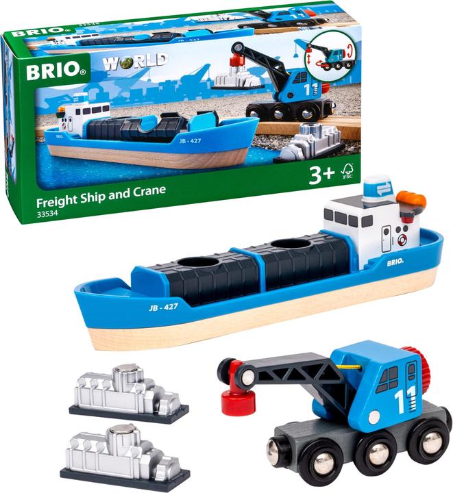Produktbild Brio Containerschiff mit Kranwagen