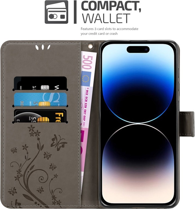 Immagine prodotto Cadorabo Cover per Apple iPhone 14 PRO MAX in stile libro a fiori (Apple iPhone 14 Pro Max)