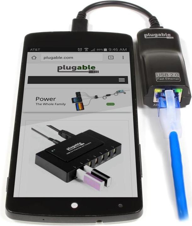 Productafbeelding Plugable USB OTG naar Ethernet-adapter (Micro USB, RJ45/LAN (1x))