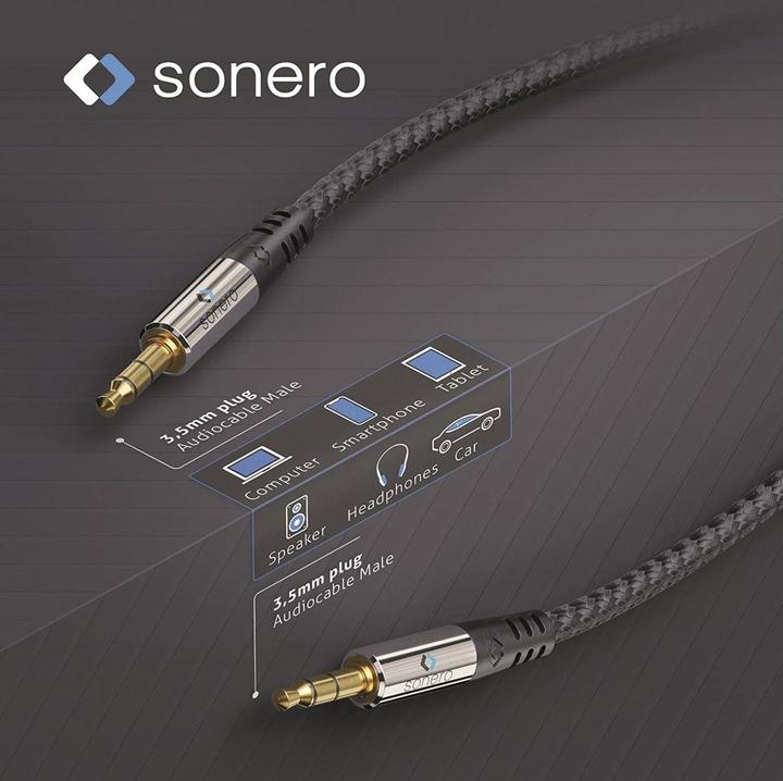 Produktbild Sonero Audio-Kabel 3.5 mm Klinke mit Nylonmantel 2 m (2 m, 3.5mm Klinke (AUX))