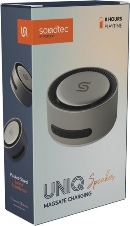 Produktbild Porodo Soundtec Uniq Magnetic Wireless Charging Bluetooth Speaker - Titaniun (8 h)