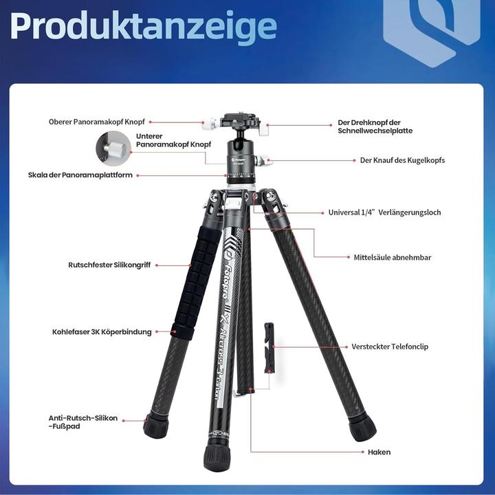 Productafbeelding Fotopro Koolstofvezel camera statief (Koolstof)