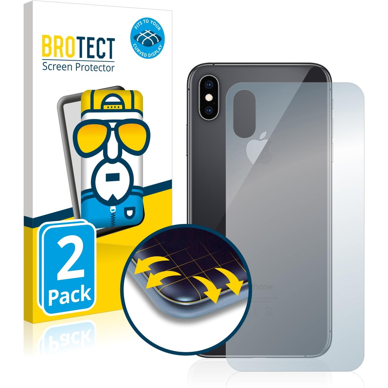 BROTECT Full-Cover Displayschutz (2 Stück, Apple iPhone XS Max), Smartphone Schutzfolie, Transparent