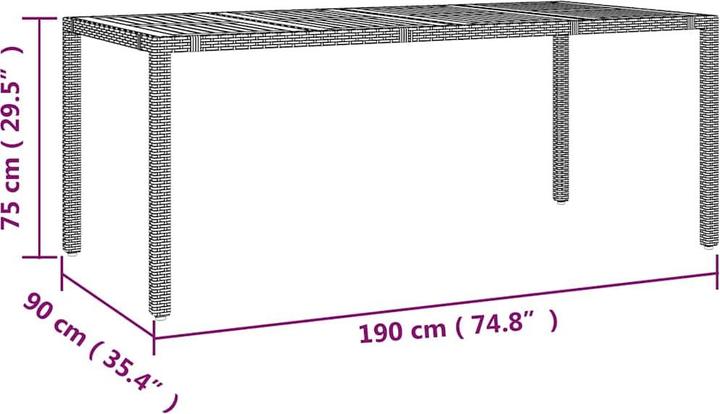 Image du produit vidaXL Bistro Set (190 x 90 x 75 cm)