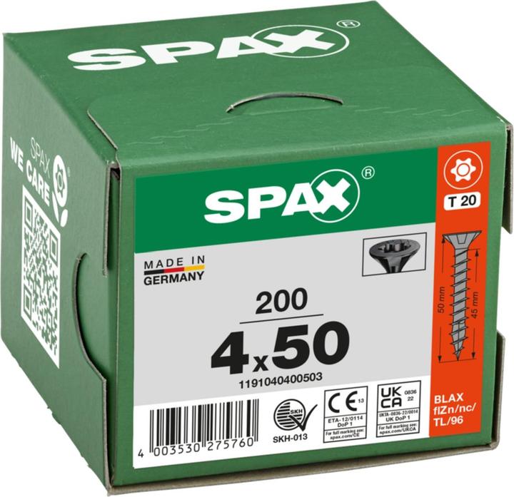 Immagine prodotto Spax Svasato Multitesta T-Star Plus T20 Completamente Filettato Nero Zincato (200 Viti per pezzo)